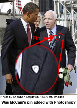 McCain's pin is not photoshopped :