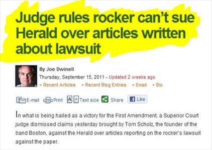 Judge Dismisses Lawsuit against Boston Herald for Reporting on Being Sued