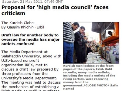 Criticism of Proposed Media Council in Kurdistan 