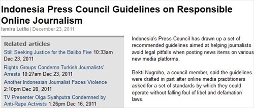 New Internet Ethics Code for Indonesian Journalists?