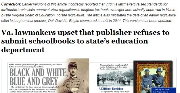 WaPo Corrects Errors in its Article on Errors in Textbooks