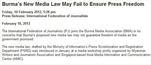 New Media Law Proposed in Myanmar to end All Prior Censorship, but Keep Post-Publication Review