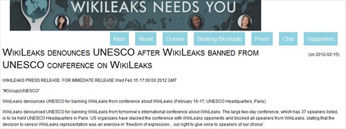 WikiLeaks 'Denounces' UNESCO after its Event on Media after NOTW & WikiLeaks