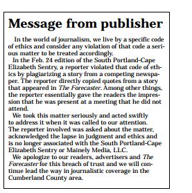 Maine Newspaper Apologizes for Plagiarism, Fires Reporter