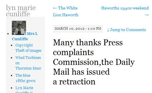 Daily Mail 'Clarifies' Incorrect Story Claiming Woman Dressed as Charlotte Bronte Daily