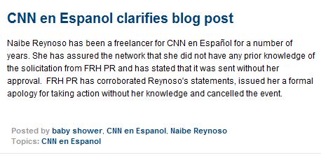PR Company Apologizes for Soliciting Gifts, $ for CNN Freelancer's Baby Shower, CNN says