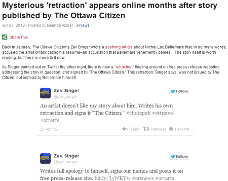 Fake Ottawa Citizen Retraction, Phony NYT Press Releases Circulate