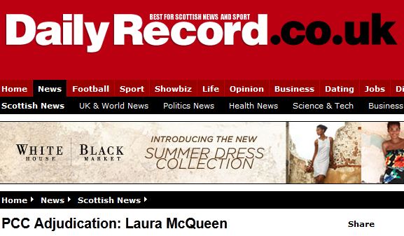 Daily Record Apologized but Broke PCC Code with Graphic Photo of Man Killed in Car Accident