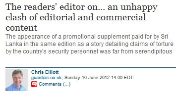 Readers Editor: Guardian 'should not have distributed' Pro-Sri Lanka Supplement
