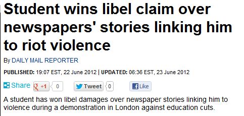 Student Wins Libel Case against Daily Mail, Evening Standard