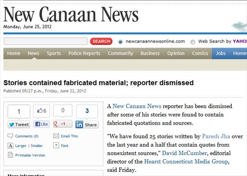 Connecticut Newspaper Apologizes for Fabrication, Fires Reporter