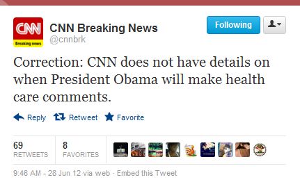 CNN Corrects Health Care Ruling Errors with Tweets, E-mails, and on Website