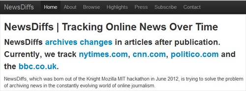 NewsDiffs to Record Changes to Stories on NYT, CNN, Politico, BBC 