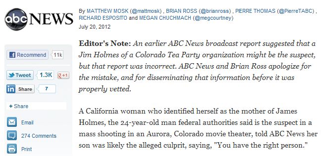 ABC News Corrects Wrong James Holmes Claim, Accused of Out-of-Context Quote