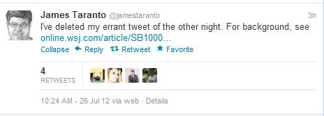 WSJ's James Taranto Apologizes for Aurora, Colorado Tweet