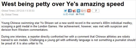 Chinese State Media Accuses 'West' of Bias, 'Prejudice' in Olympic Coverage