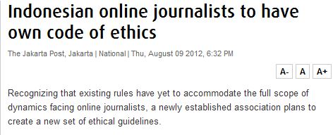 Another Online Ethics code for Indonesian Journalists?