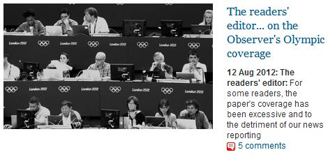 UK Observer Readers Complain Newspaper Neglects News Coverage for Olympics, Readers Editor Says