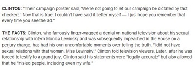 AP: Bill Clinton Fact Check Brought up Monica Lewinsky Because of 'Facts'