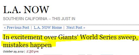 LATimes Reporter on World Series Error: Corrections 'acknowledge that we are human'