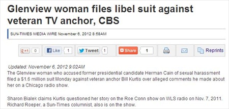 Herman Cain Accuser Sues CBS Chicago Anchor, CBS for 2011 Radio Comments