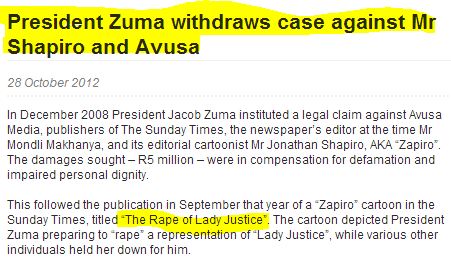South African President Drops Libel Lawsuit over Cartoon