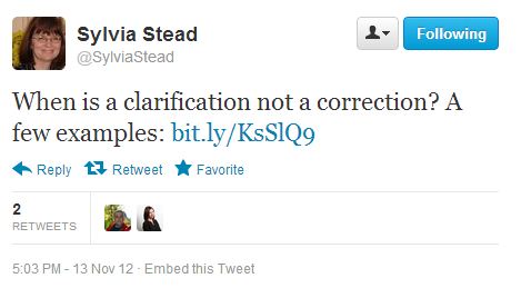 Globe & Mail on Difference Between Correction & Clarification