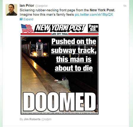 Tweets ask Did a man die because a NY Post photographer failed to help?