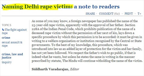 Did Indian Rape Victim's Father Want his Daughter's Real Name Published?