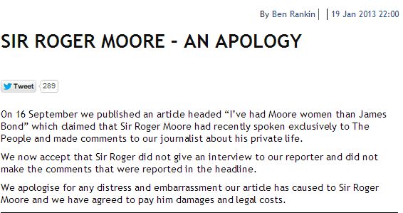  'More women than James Bond'? Fake Roger Moore Interview Hoax, UK Newspaper pays damages 