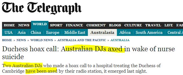 UK Telegraph Wrong, Australian Hoaxer DJs NOT 'Axed' after Prank Kate Middleton Call
