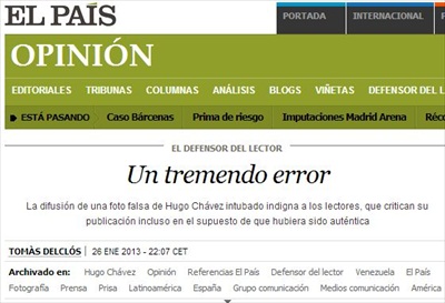 Fake Photo of Hugo Chavez a 'Huge Mistake,' El Pais Investigating, Ombudsman Says