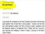 UK Press Complaints Council: New Statesman's Blogs on Sarah Palin & Louise Mensch Inaccurate