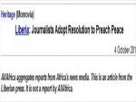 Liberian Journalists to "Preach Peace?"
