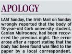 Irish College Won't Sell Irish Daily Mail in Campus Stores after Fake Story about Missing Teen