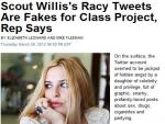 Blog Reports on Tweets by Scout Willis, Willis Rep Says Tweets Satire for Class Project