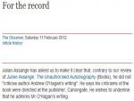 UK Observer Corrects Julian Assange Autobio Review after PCC Complaint