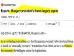 Hungarian Prez 'Cleared' after Magazine's Accusations of Plagiarism