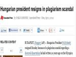 Hungarian Prez Resigns over Plagiarism Charges, Magazine 1st Accused Him in January