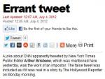 NYPost Reports, Unpublishes Quote from Parody NYT Public Editor Account, Later Calls it 'Errant Tweet'