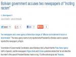 Bolivian News Agency, Newspapers Accused of 'Inciting Racism'
