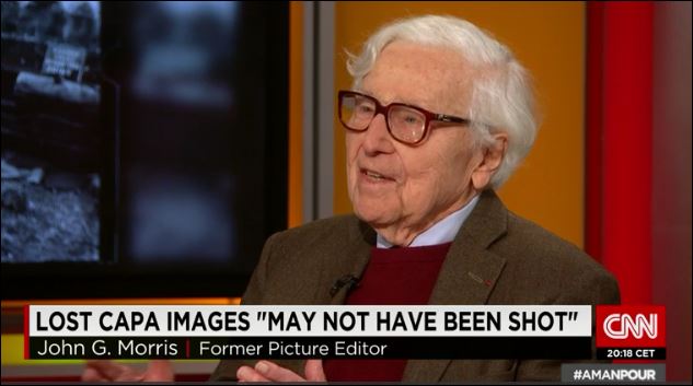 In an interview with Christiane Amanpour in November 2014, John G. Morris discussed the famed Capa images and legend. (Credit: CNN) 