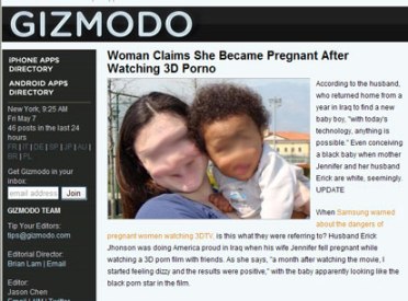 372px x 275px - Gawker-owned Gizmodo duped by 3-D porn impregnation story